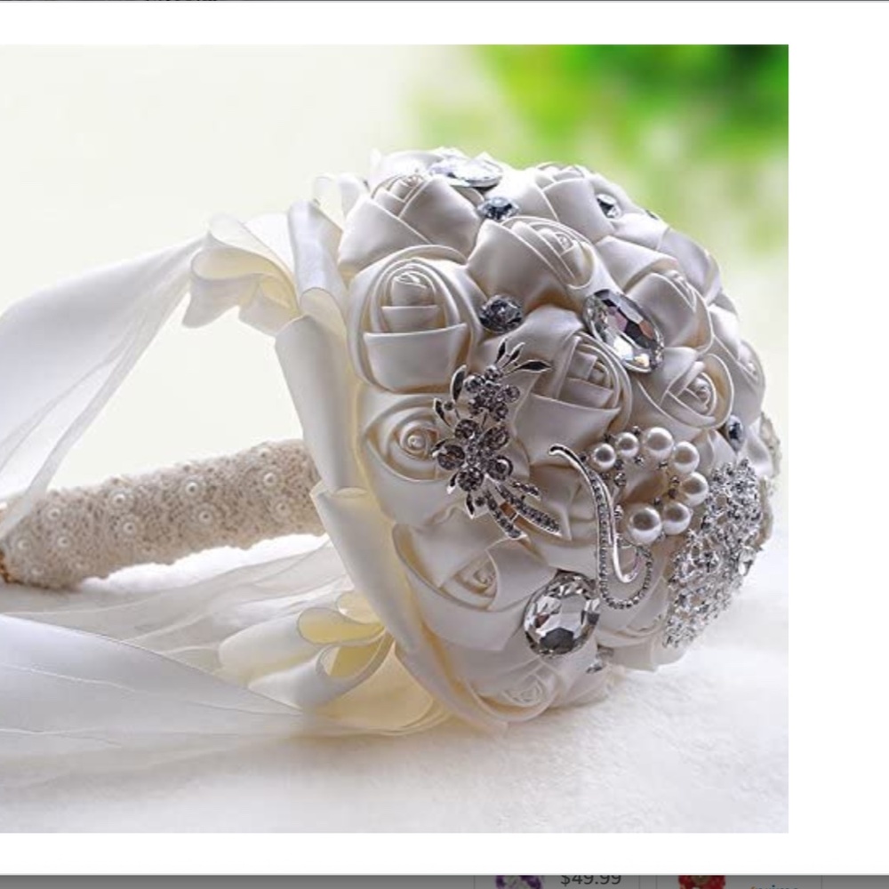 Handmade Luxury Wedding Bridal Bouquet, Silk Rose Holding  Artificial Flower